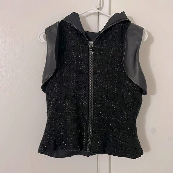 ALEXIS, Tweed hooded vest, Black, S - Picture 1 of 3